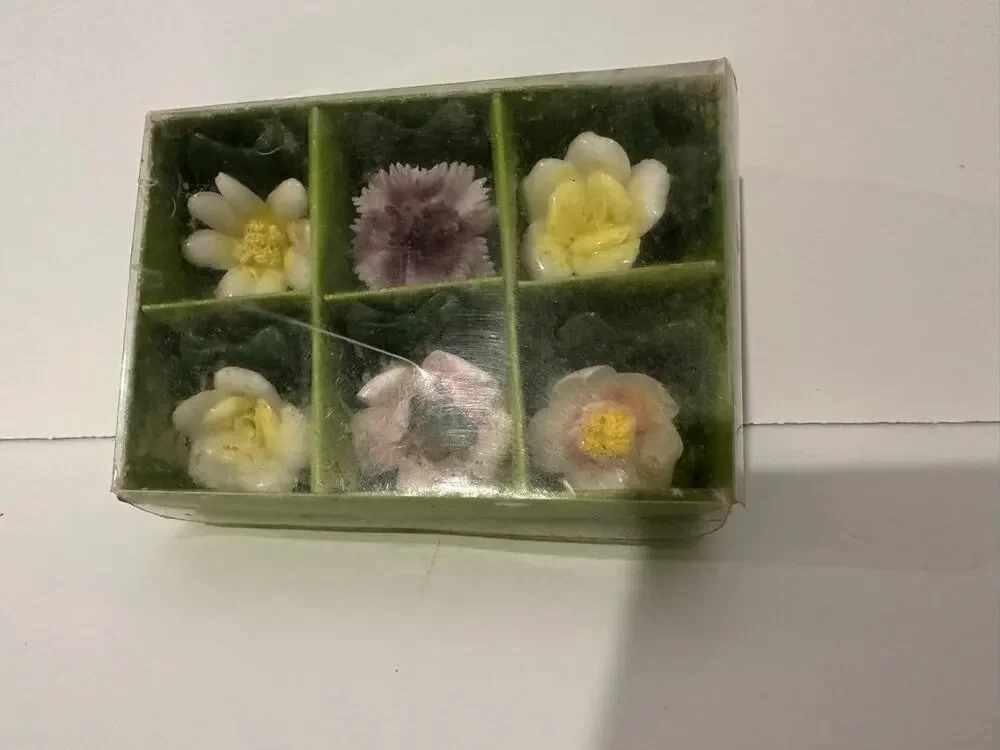 VINTAGE ENESCO BONE CHINA CARD HOLDER FLOWER SET OF 6 BOX